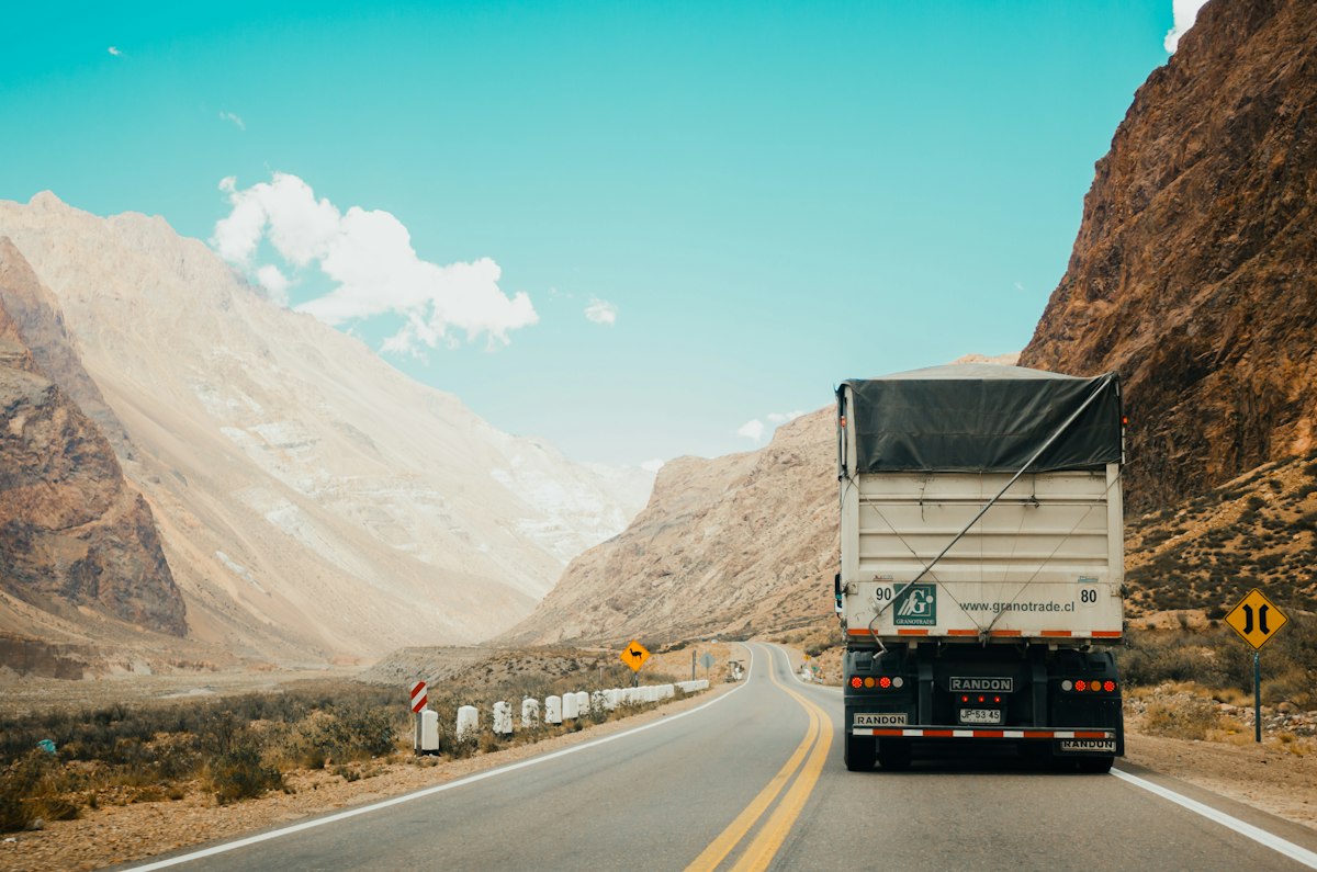 Trailer convoy at dusk