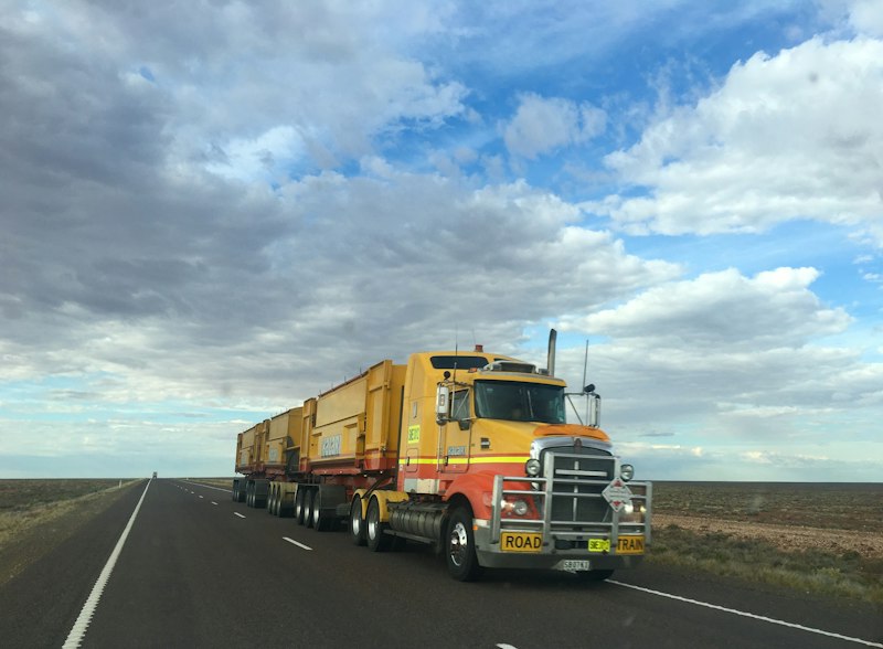 Utility trailer on road
